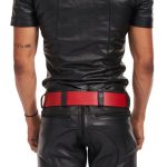 Mister B Leather Belt 5 cm Double Thorn Red 85 M - Image 2