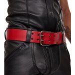 Mister B Leather Belt 5 cm Double Thorn Red 85 M - Image 3