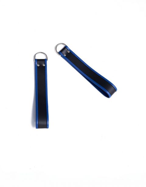 Mister B Leren Enkellussen - Zwart Blauwe Bies