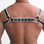 Mister B Leather Halter Harness Black-White S-M - Image 3