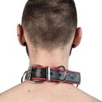 Mister B Leren Slaven Halsband 4 D-Ringen - Rood - Image 2