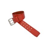 Mister B Leather Belt 5 cm Double Thorn Red 85 M - Image 7