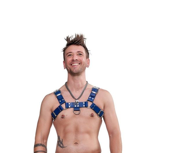 Mister B Leather Chest Harness Saddle Leather Blue S - Image 2